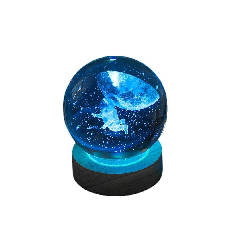 Crystal Ball Colorful Luminous Wooden Base