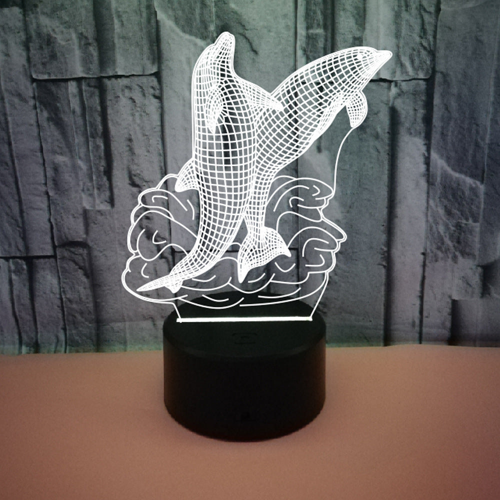 Dolphin Colorful 3DLED Touch Small Night Lamp