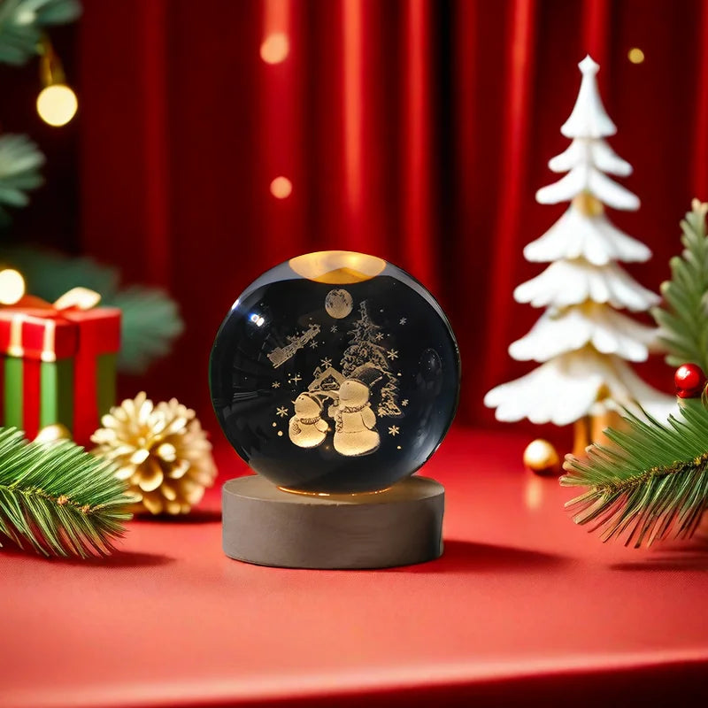 USB Powered LED Night Light 3D Crystal Ball Galaxy Saturn Children Night Lamp for Bedroom Ambient Light Creative Christmas Gift