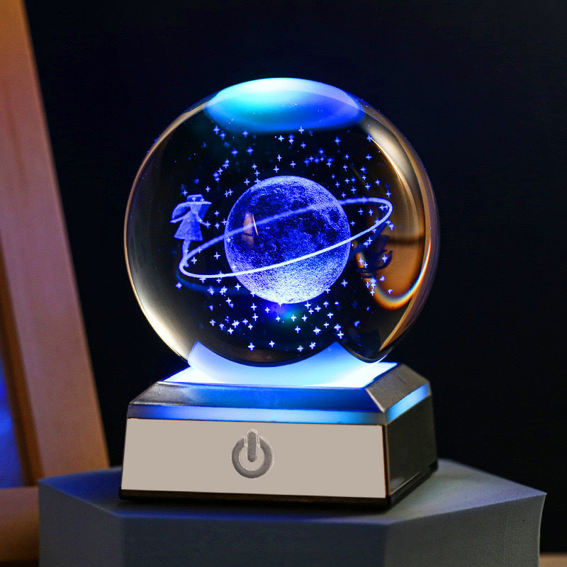 Galaxy Saturn Sun Crystal Ball Decoration Small Night Lamp