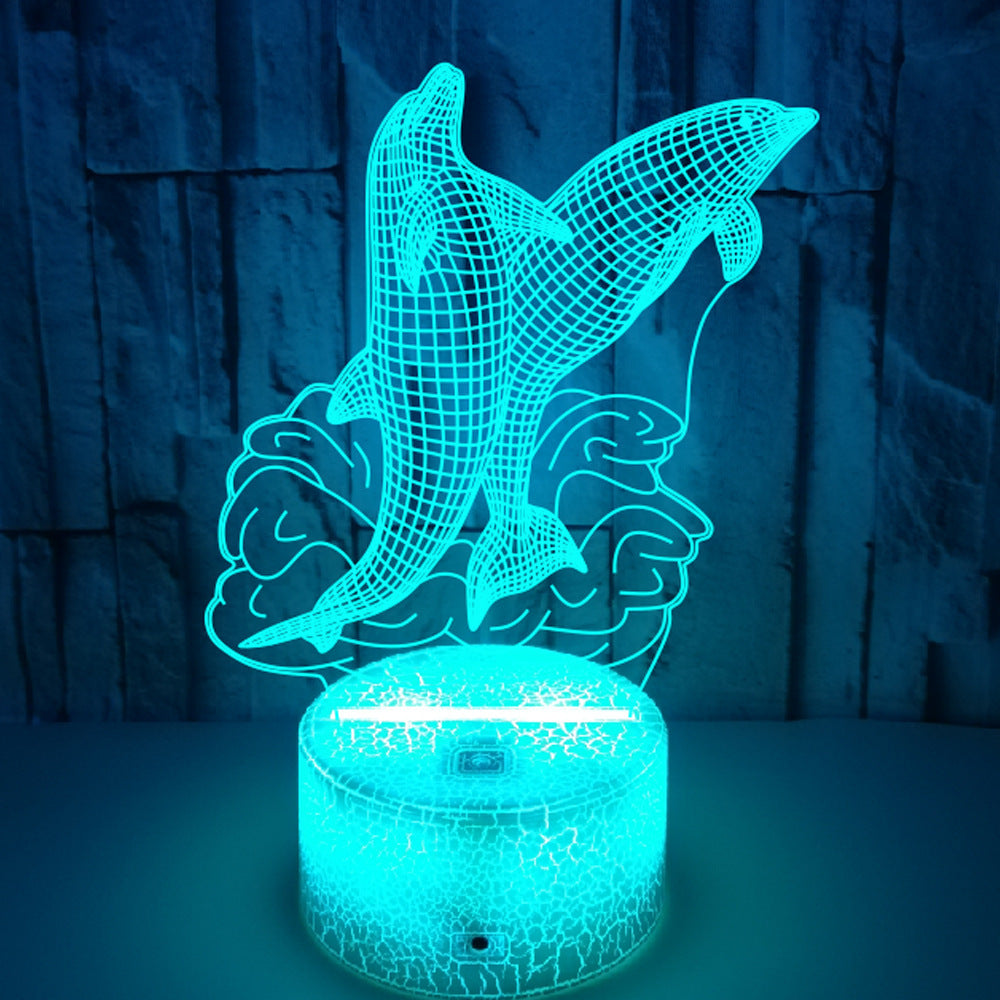 Dolphin Colorful 3DLED Touch Small Night Lamp