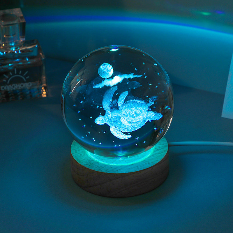 Crystal Ball Colorful Luminous Wooden Base