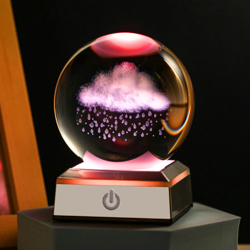 Galaxy Saturn Sun Crystal Ball Decoration Small Night Lamp